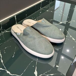 TOMS Canvas Mule Slip-On Shoes Green Women’s 6 Casual Flats Slides